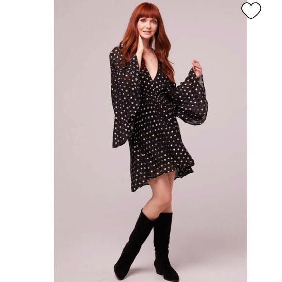 BAND OF GYPSIES BLACK METALLIC HEART MINI DRESS - Picture 7 of 11